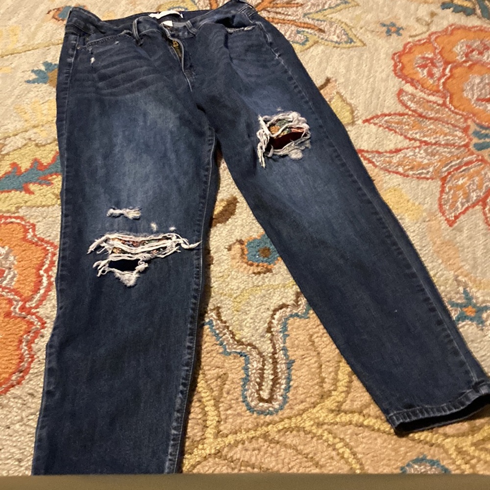 Denim high rise jeans